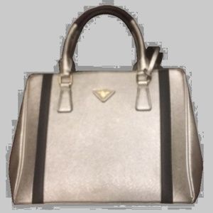 Large Silver and Black Satchel LIKE NEW